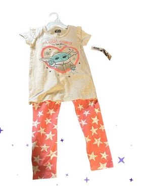 Star Wars Kids Pajama Set - Gray Top & Coral Star Pants